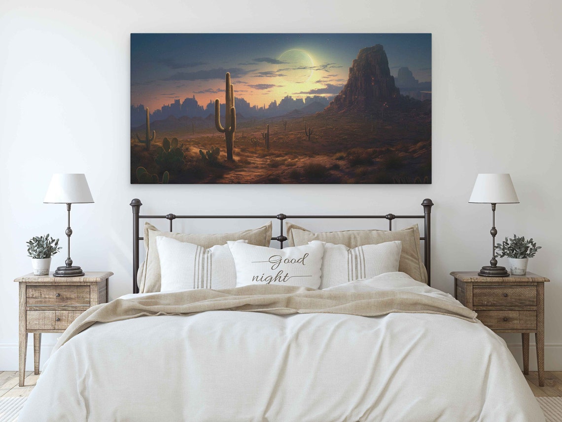 Moonlit Sonoran Desert Saguaro Cacti Full Moon Night Sky Poster - Image 3