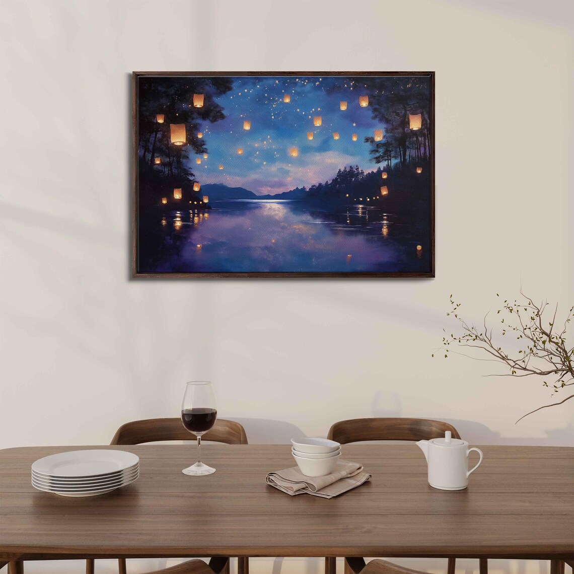 Magical Night Sky Over Peaceful Lake Art Print - Image 3