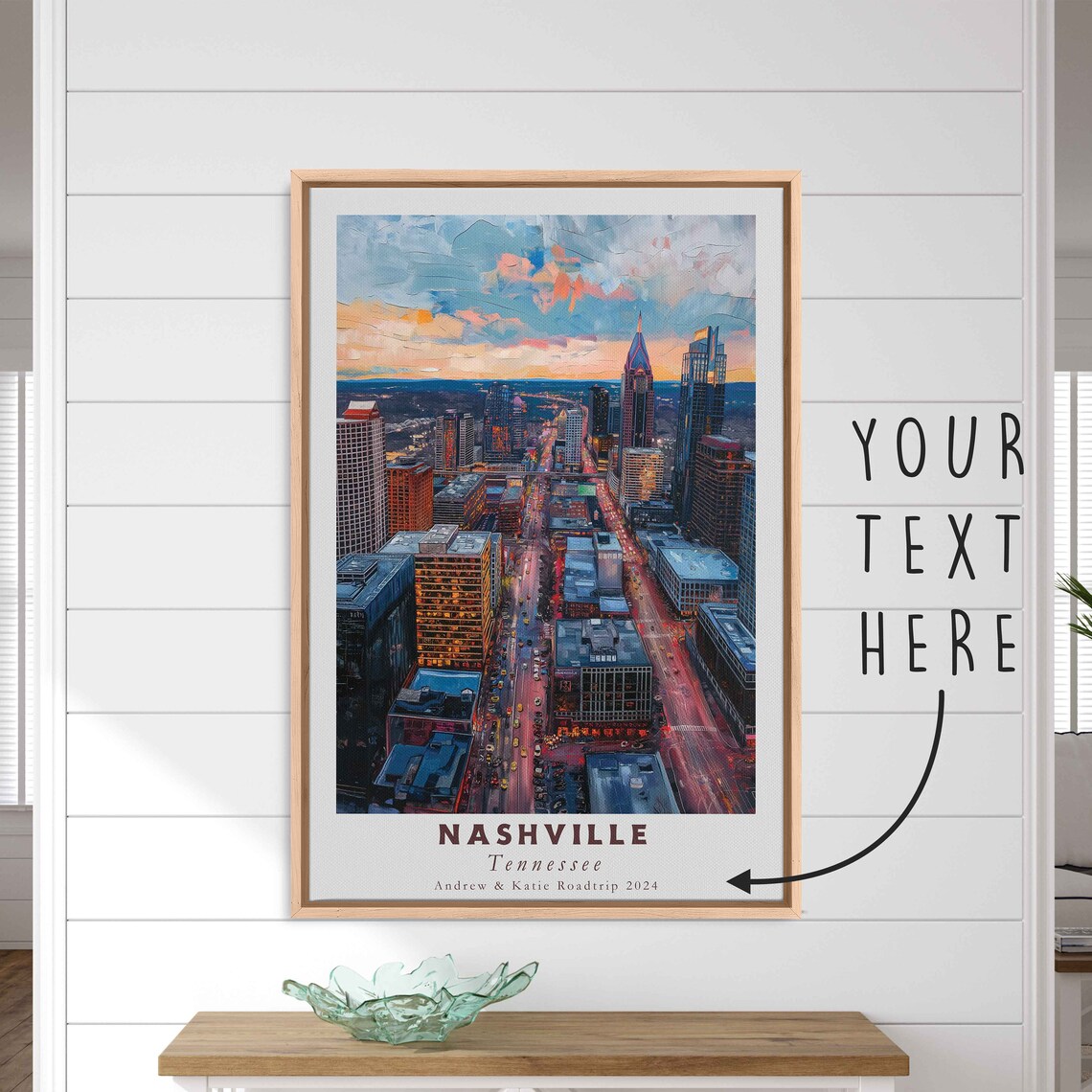 Nashville Tennessee Downtown Dusk Street Lights Skyline Travel Poster - Image 3