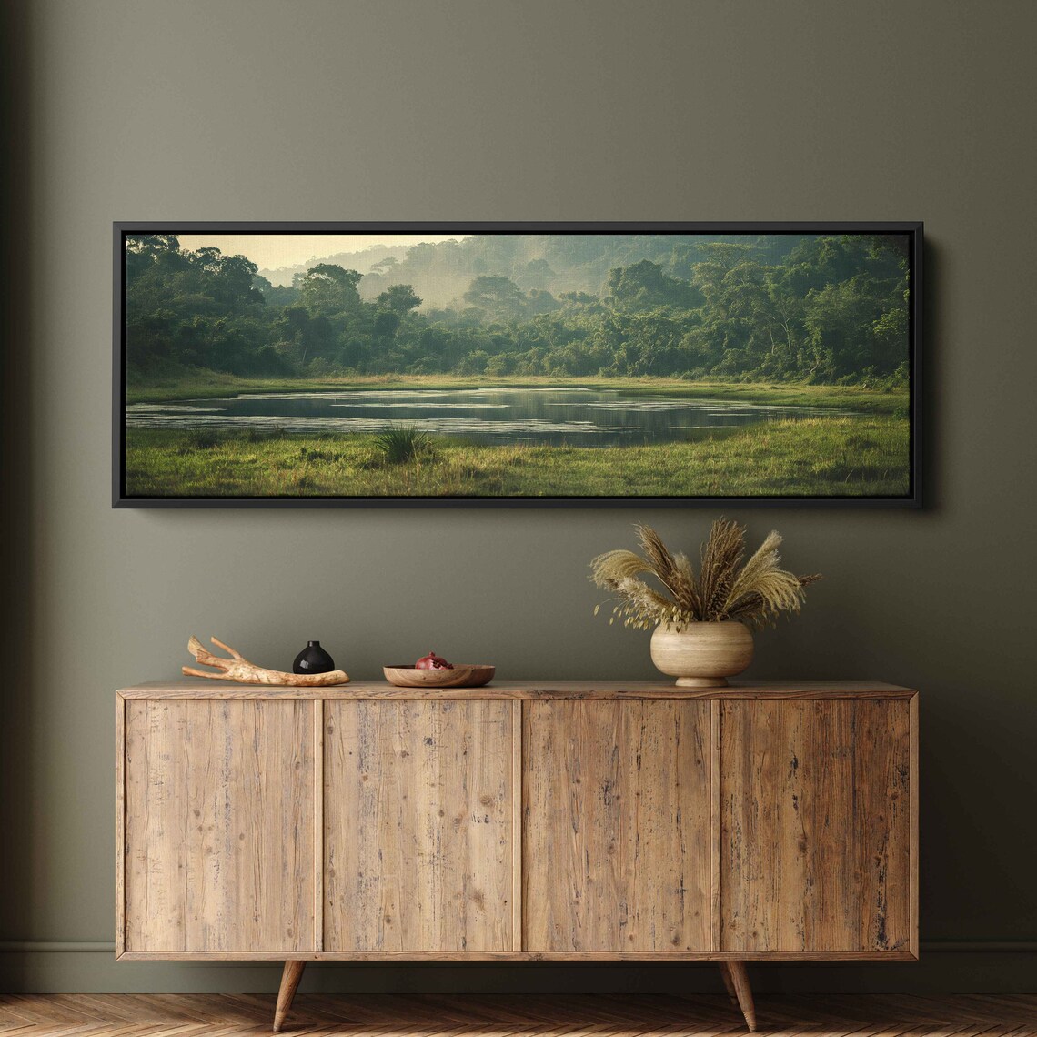 Misty Rainforest Lagoon Wetland Morning Fog Mountains Poster - Image 3