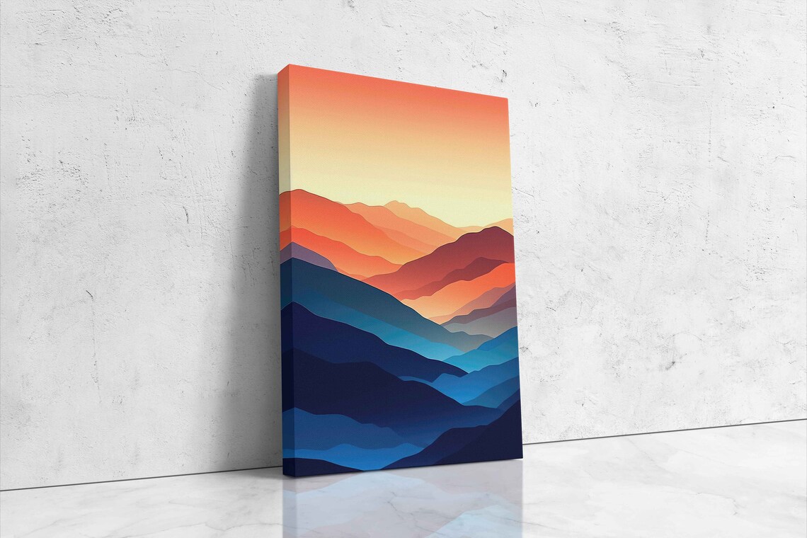 Colorful Minimalist Mountain Semi Abstract Art Framed Print Office Decor - Image 4