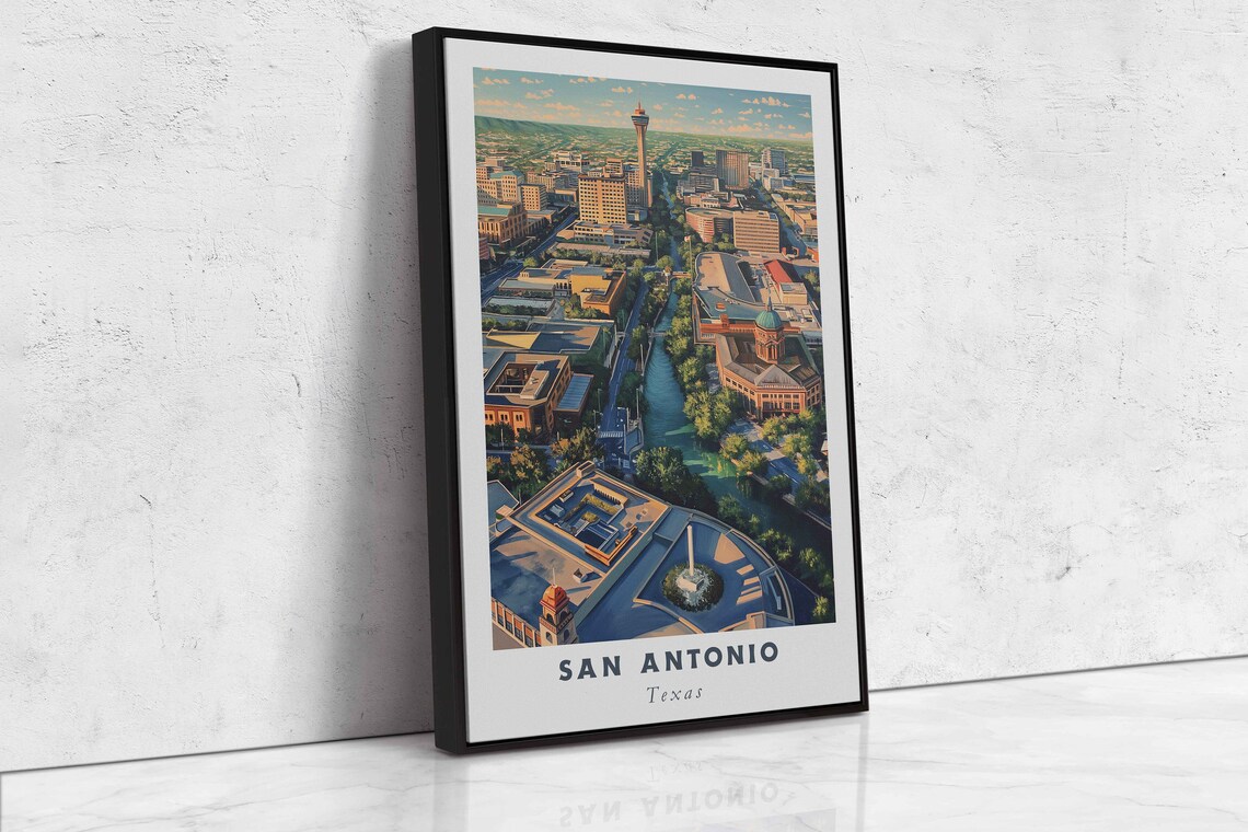 San Antonio Texas River Walk Tower of the Americas Aerial Poster - Image 2