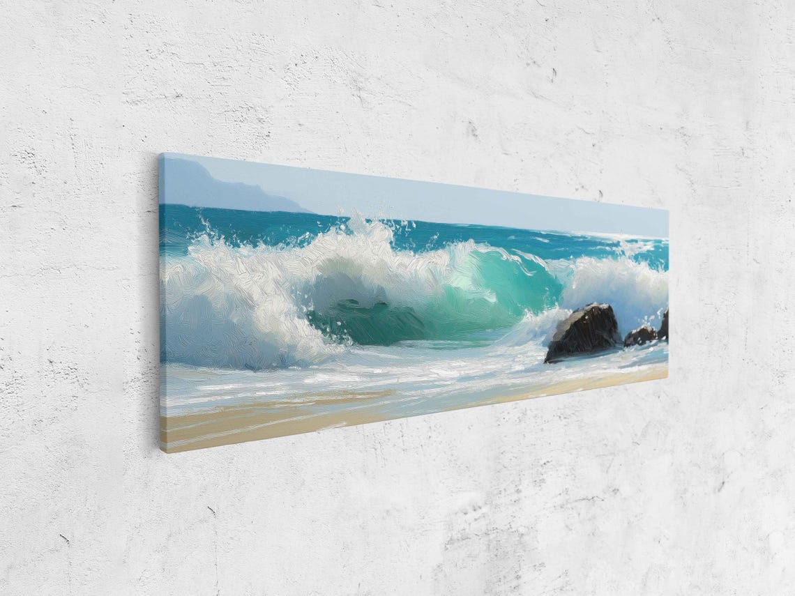 Abstract Seascape, Bold Turquoise Waves - Image 4