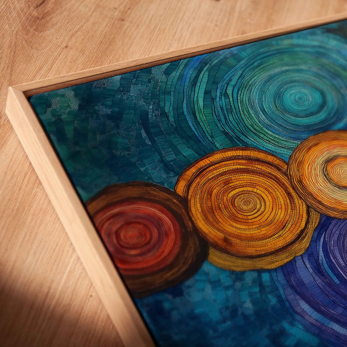 Tree Rings Mandala, Circle Design Art Print - Image 2