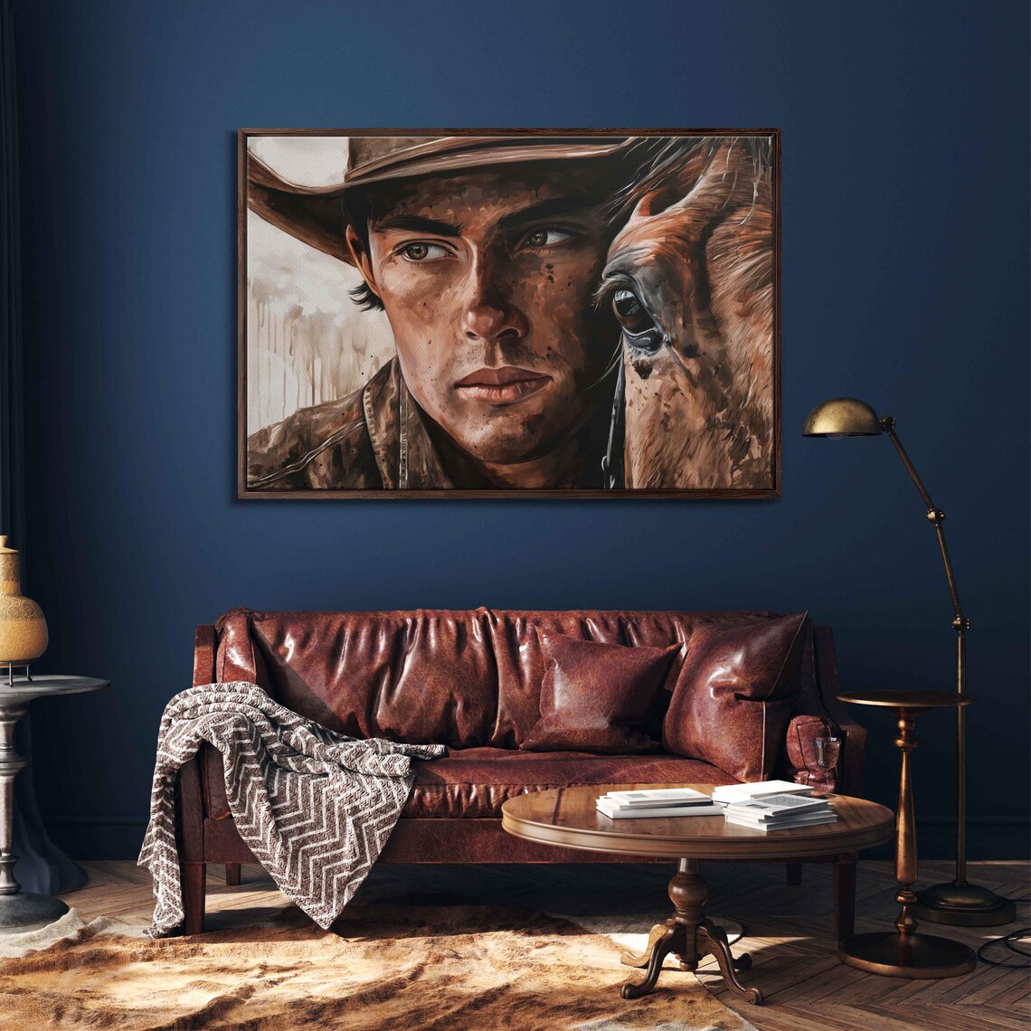 Young Cowboy And Horse Intimate Portrait Western Wall Poster - Image 3