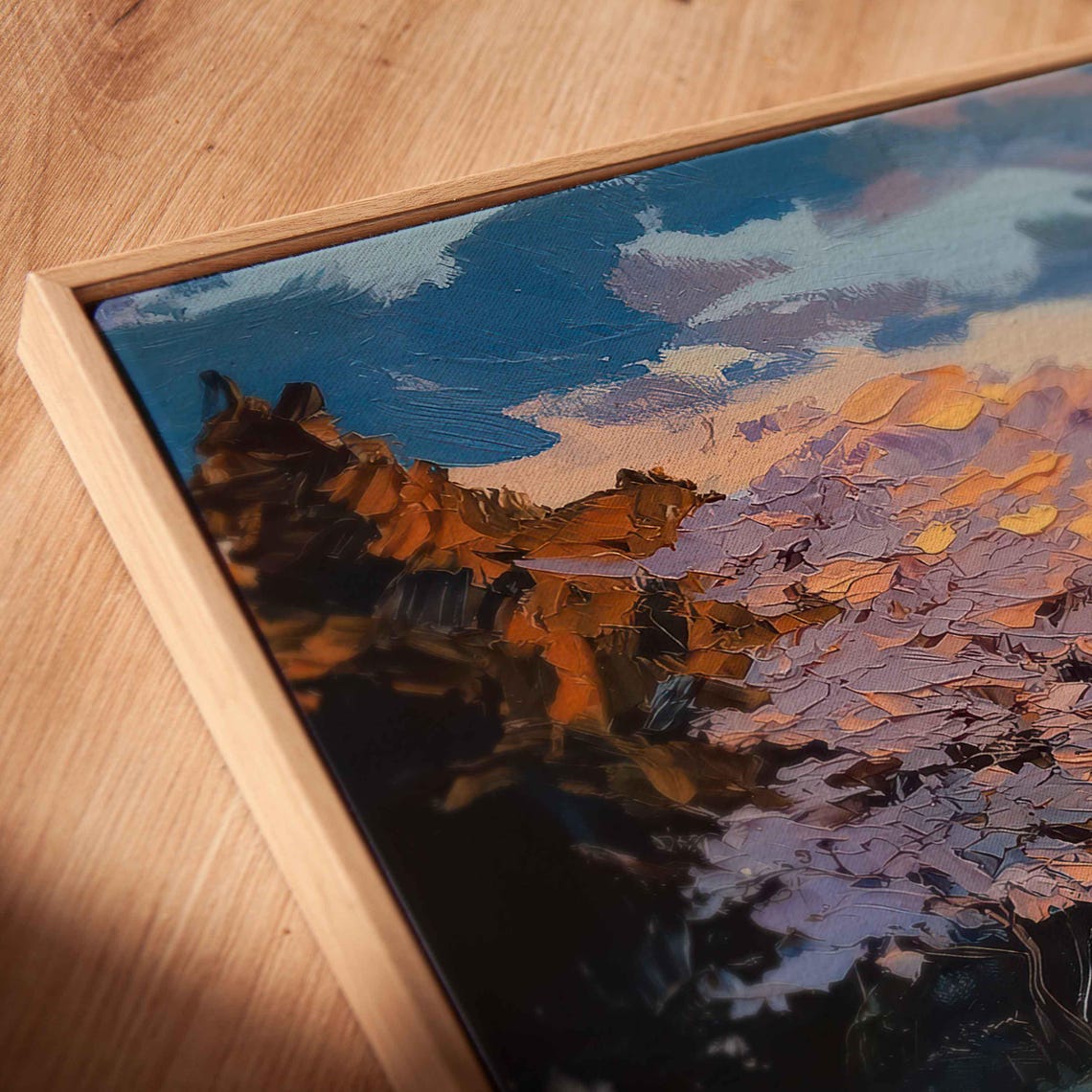 Sunset Lake Reflection With Blossoming Cherry Trees Panoramic Poster - Image 2