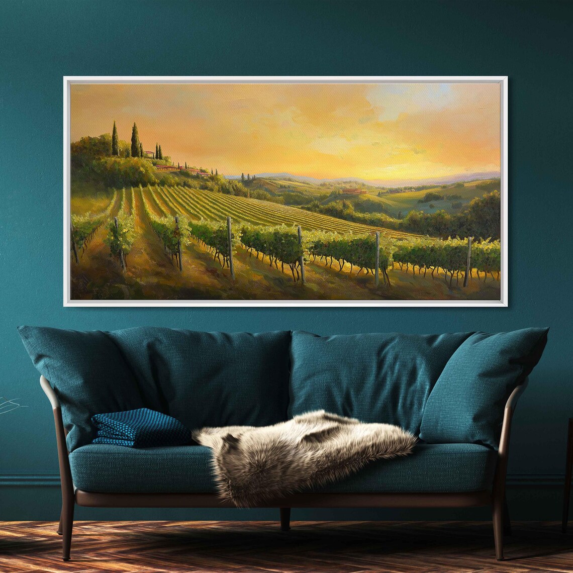 Idyllic Vineyard Landscape, Golden Sunset Rolling Hills - Image 3