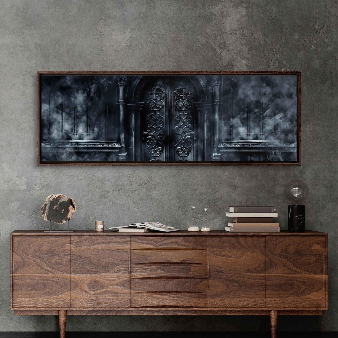 Gothic Ornate Crypt Door Panoramic Wall Art Print