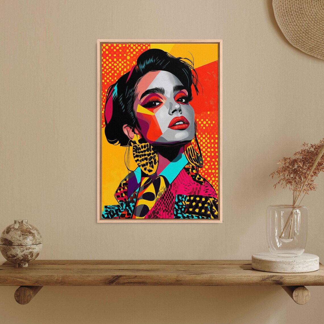 Colorful Pop Art Woman Portrait With Bold Geometric Face Art Poster