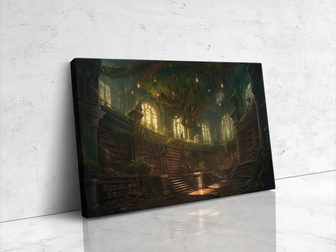 Enchanted Treehouse Library Magical Grand Hall Fantasy Art Poster - Image 4