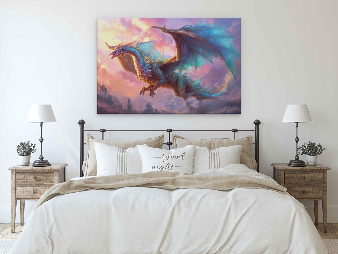 Enchanted Dragon Oil Painting, Pastel Art Print - Image 3