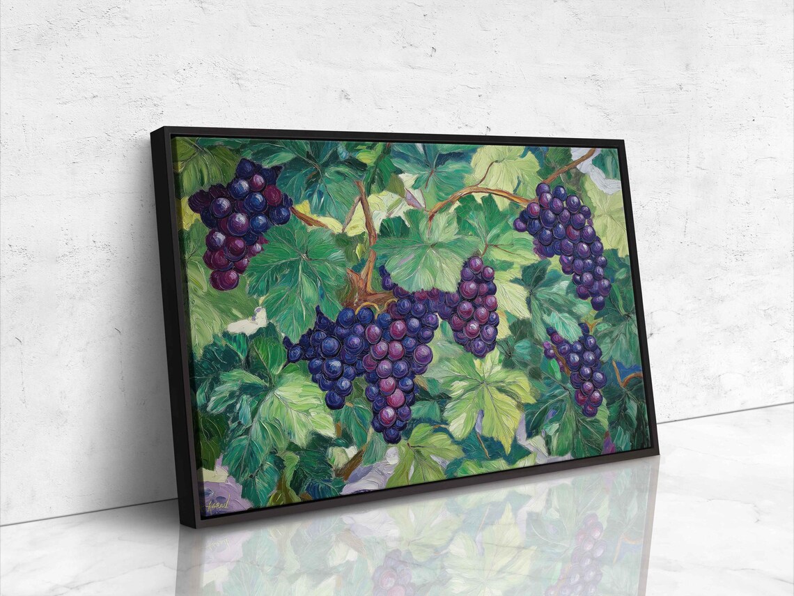 Purple Grapes Grapevines Lush Leaves Vintage Botanical Kitchen Poster - Image 4