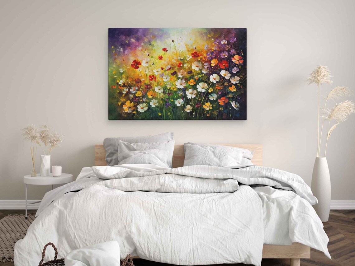 Bright Wildflower Field Cosmos Flowers Vibrant Garden Art Poster - Image 3