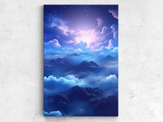 Mountain At Night Framed Print Ready To Hang