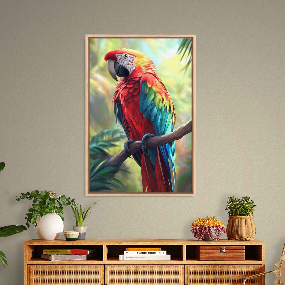 Bright Macaw Art Print, Tropical Bird Nature Artwork