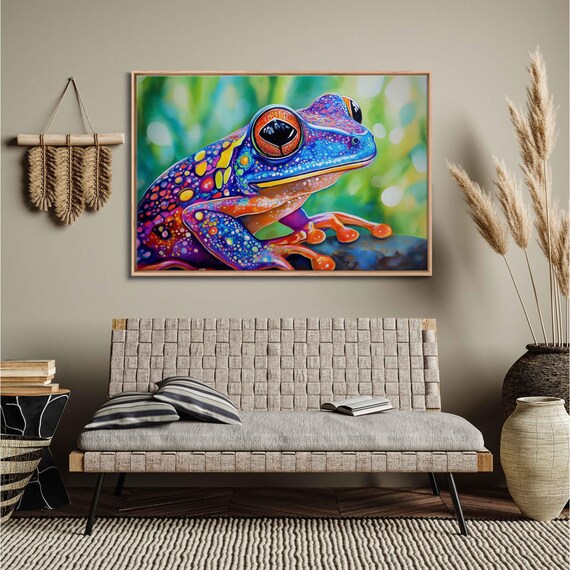Vibrant Poison Dart Frog Resting Wall Art Print Gift For Animal Lover Nature Photo Gift For Him Her Ready To Hang