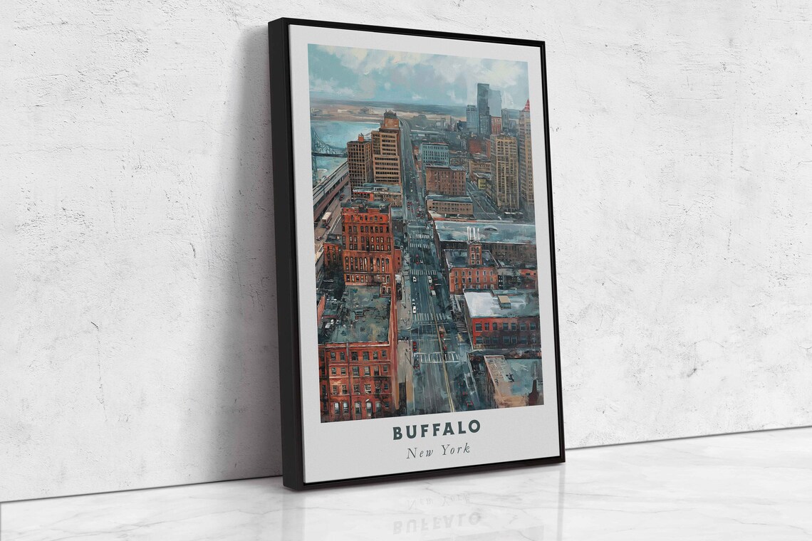 Buffalo New York Aerial Downtown Street Riverfront Day Poster - Image 2