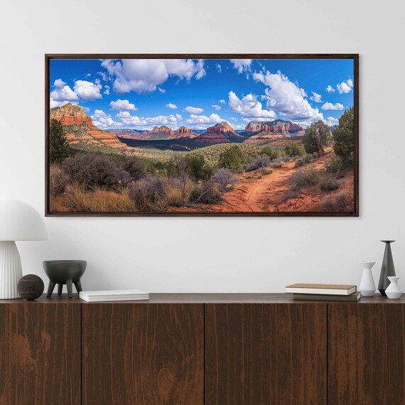 Sedona Arizona Red Rock Buttes Broad Landscape Wall Art Print Western Painting Canyon Gorge Ready To Hang