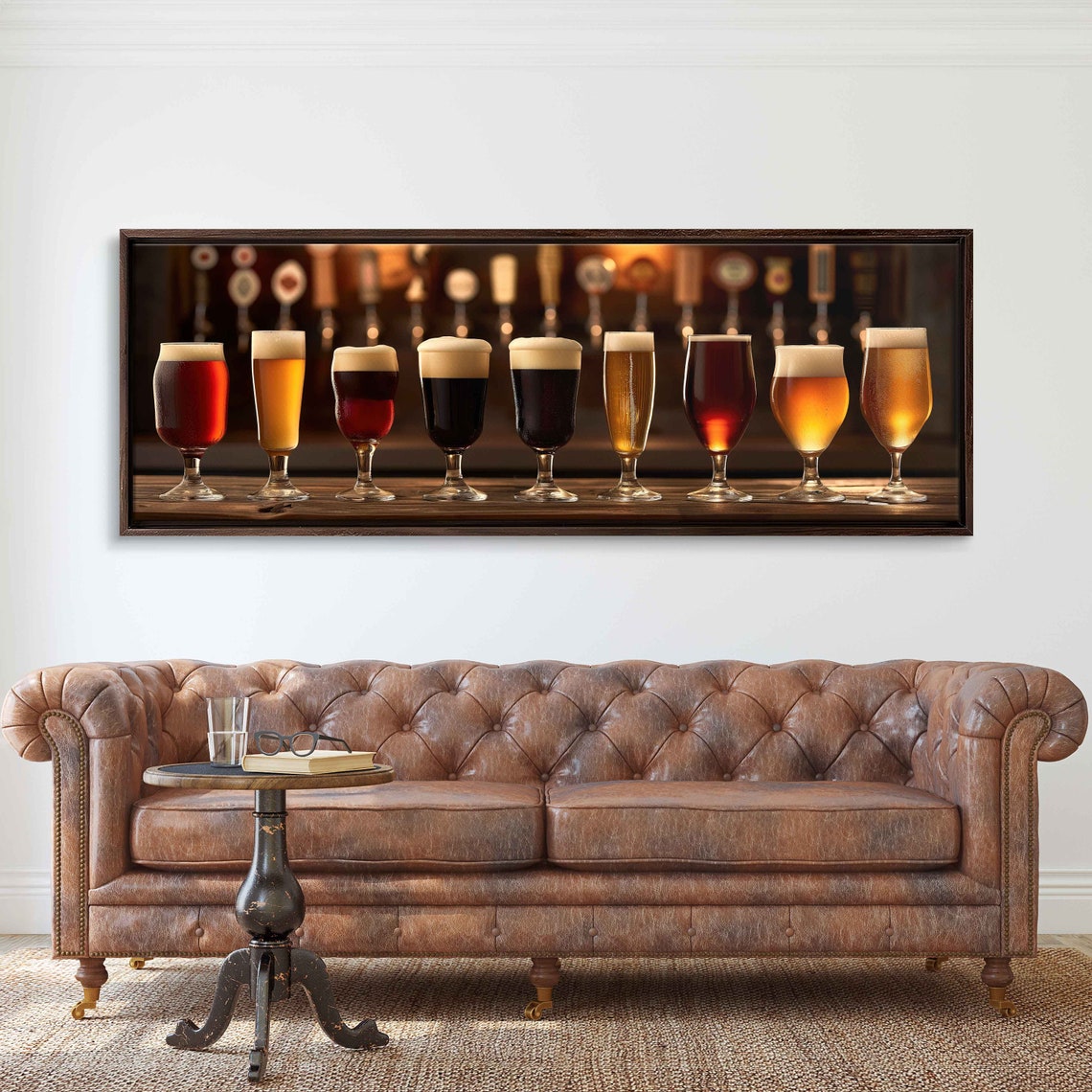 Beer Tasting Flight Glasses Warm Bar Taps Panoramic Photo Wall Poster