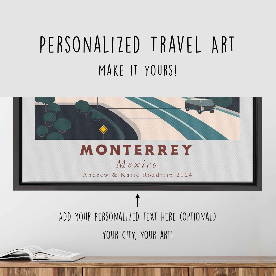 Monterrey Mexico Mountain Highway City Orange Sun Travel Poster - Image 4
