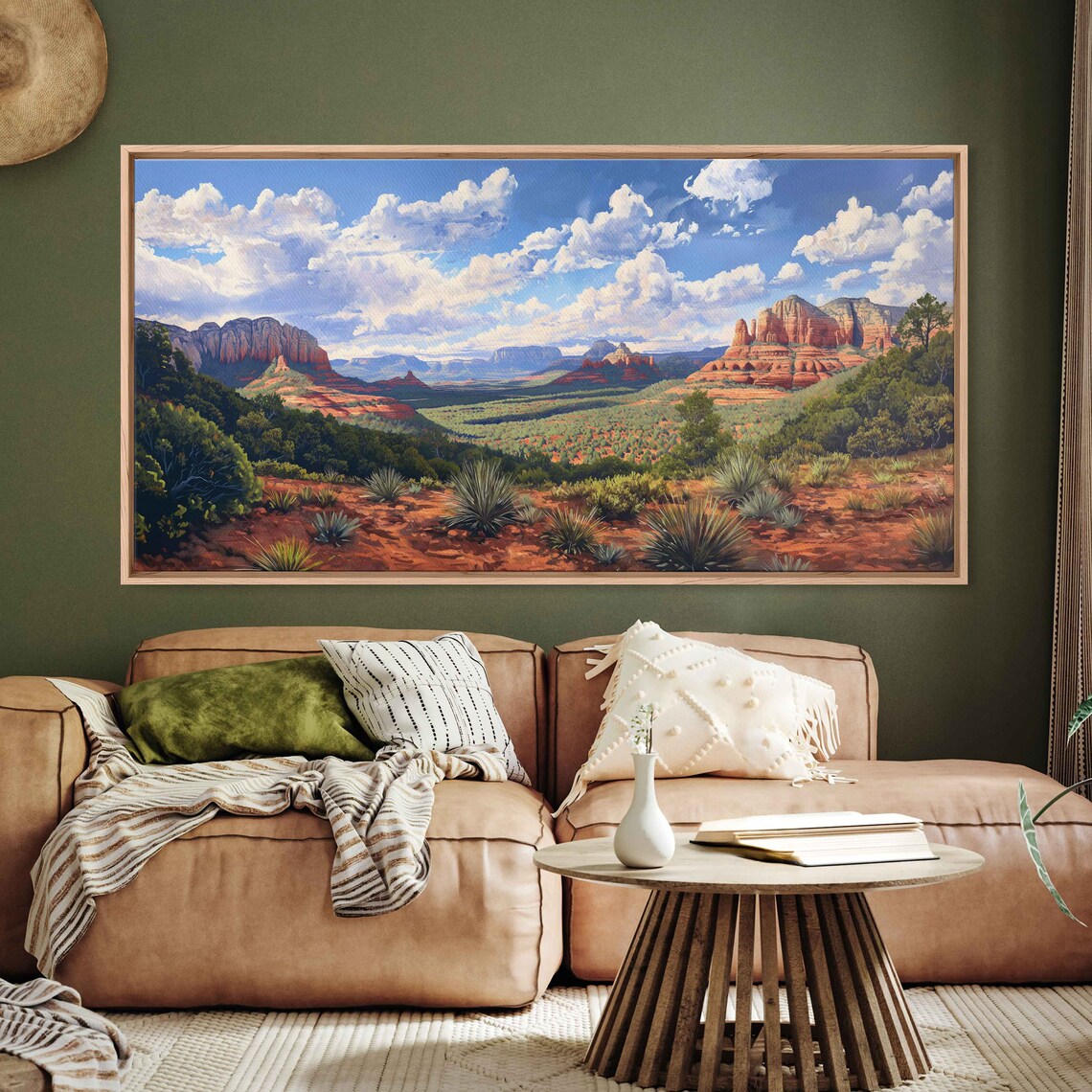 Sedona Arizona Red Rock Canyon Valley Painting Blue Sky Wall Art