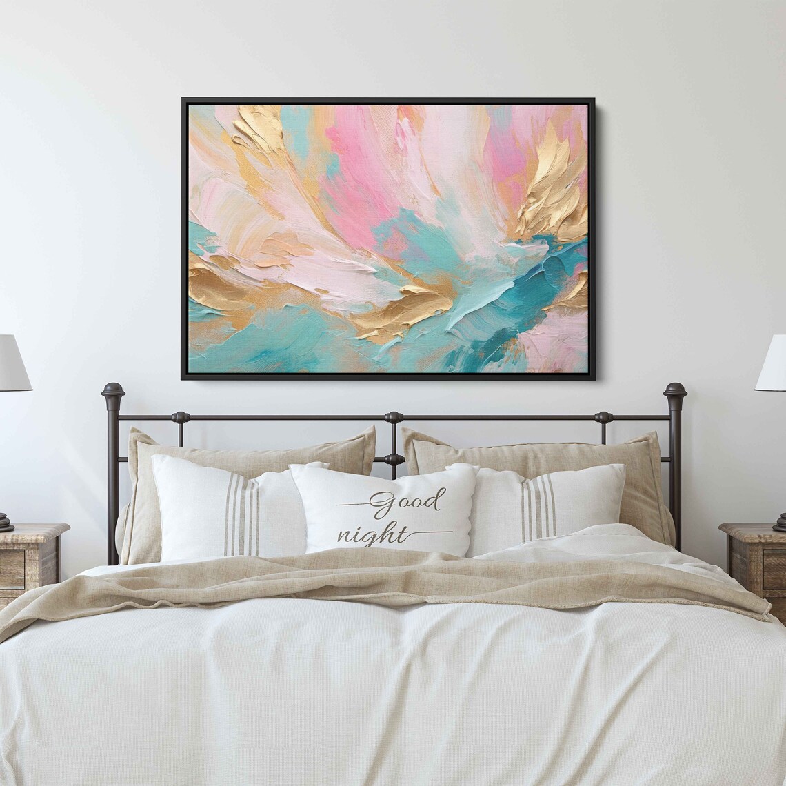 Textured Abstract Painting, Bright Pastel Colors - Image 3
