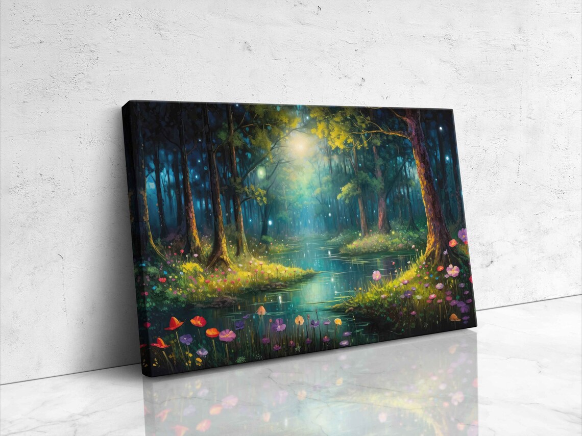 Whimsical Watercolor Magical Forest Print On Ready To Hang Framed Option Housewarming Gift For Her - Image 4