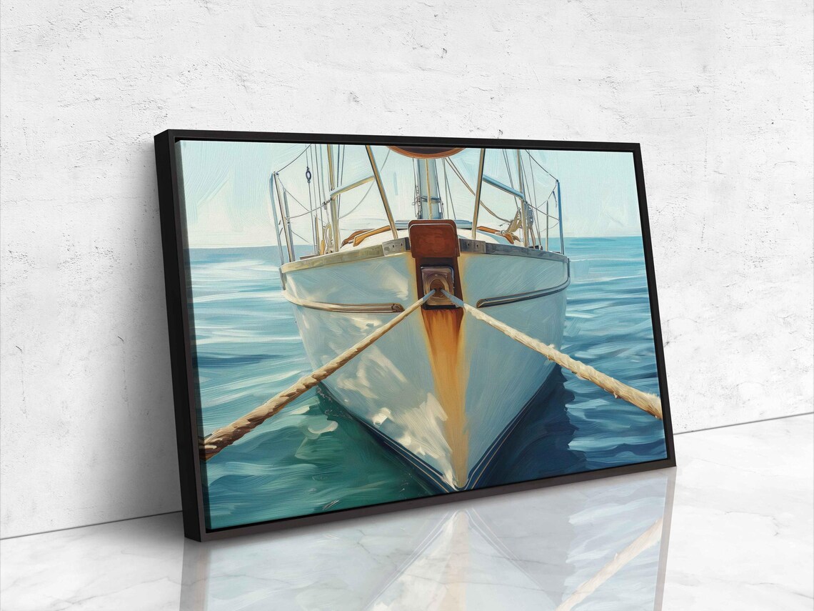 Sailboat Bow Front View Over Turquoise Ocean Waves Nautical Sailing Poster - Image 4