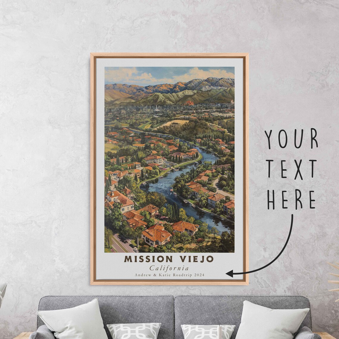 Mission Viejo California Acrylic Painting Travel Art Framed Wall Art Framed Fine Art Poster Paper Print Travel Home Decor - Image 3