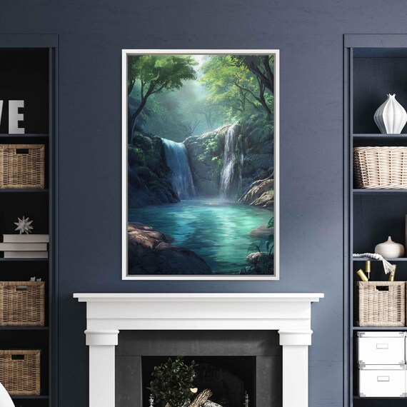 Enchanted Forest Waterfall With Crystal Turquoise Pool Art Poster
