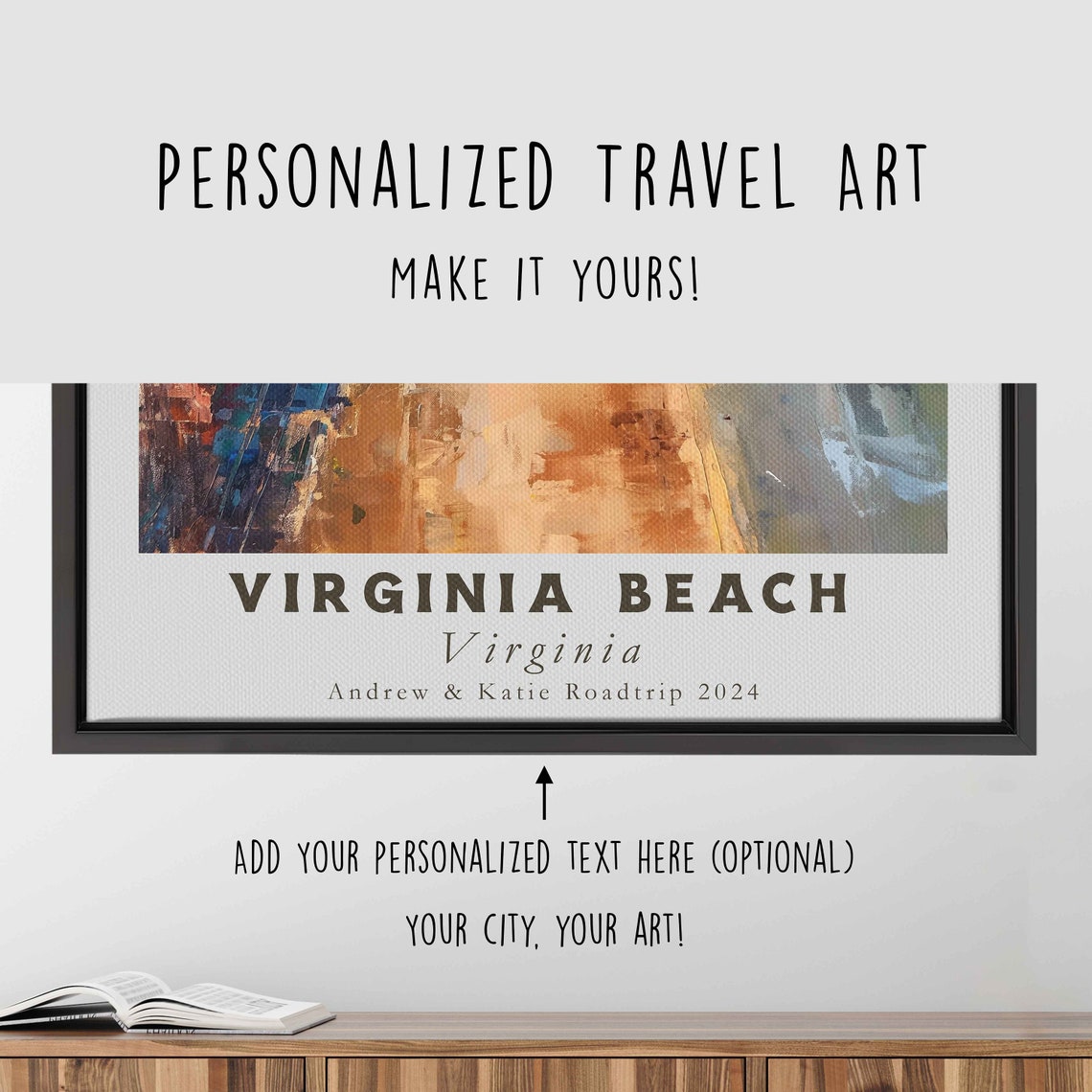 Virginia Beach Virginia Boardwalk Ocean Aerial Sunny Daytime Poster - Image 4