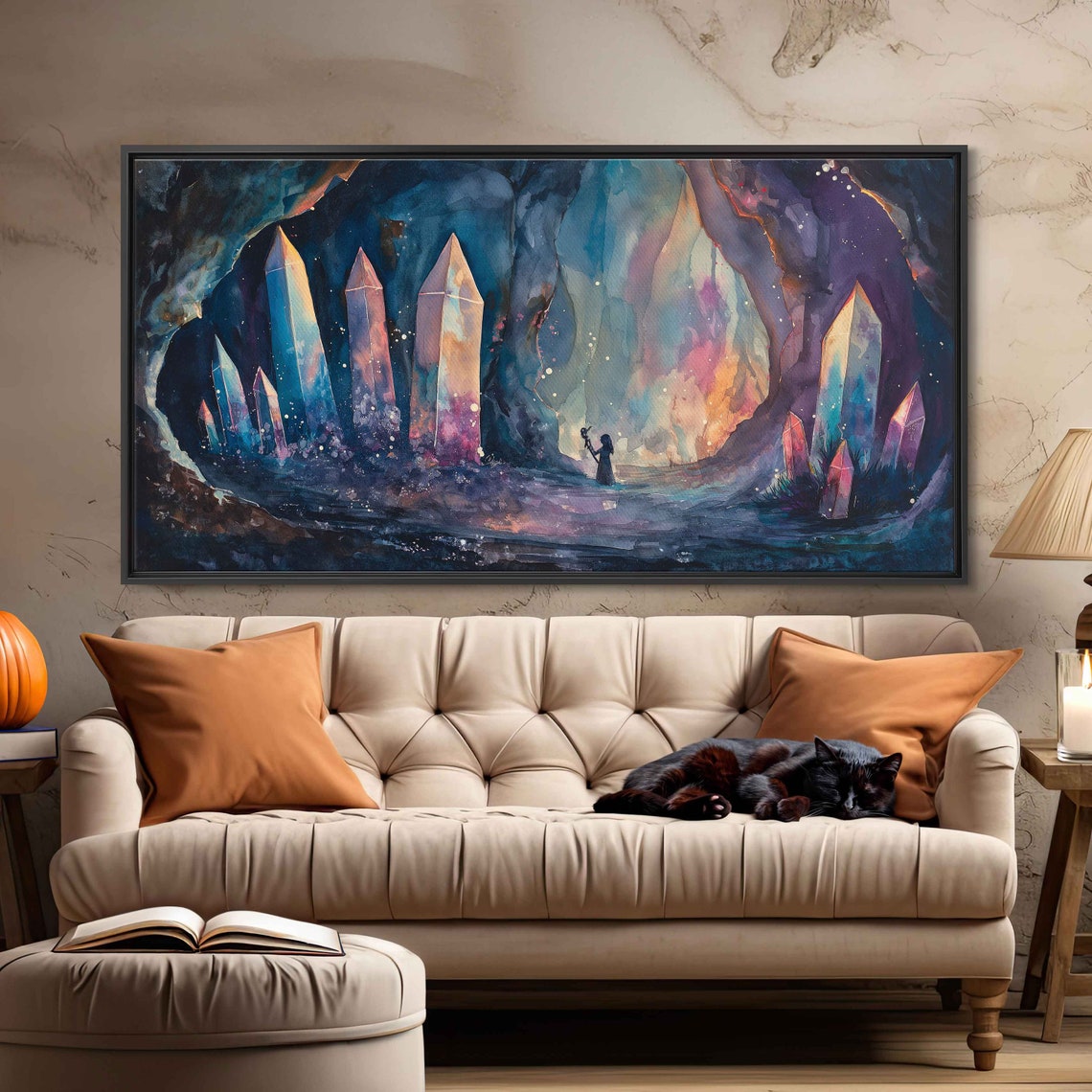 Glowing Crystal Cave Fantasy Gems Magical Cavern Adventure Poster - Image 3