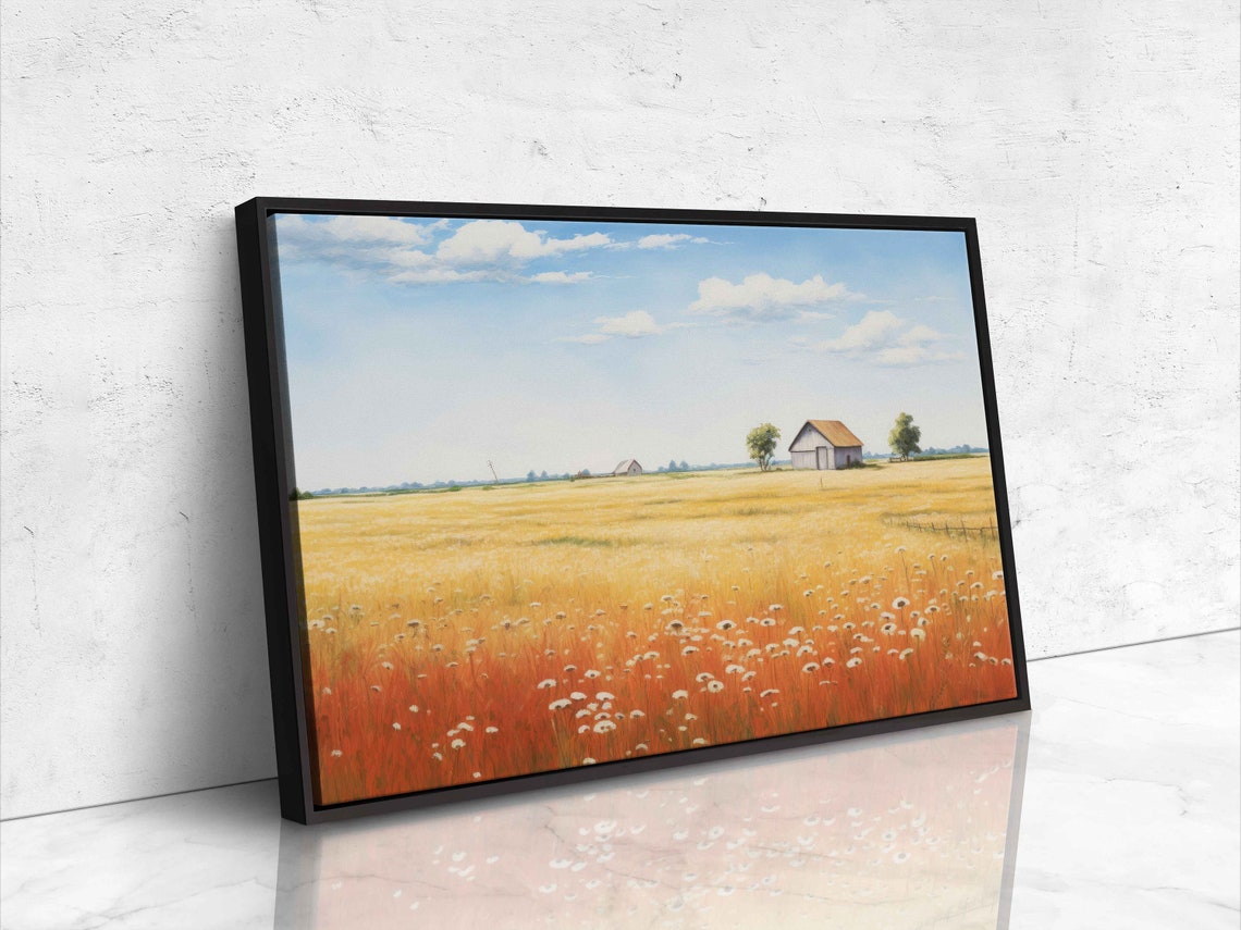 Rustic Farm Vintage Painting Framed Print Ready To Hang Farmhouse Decor - Image 4