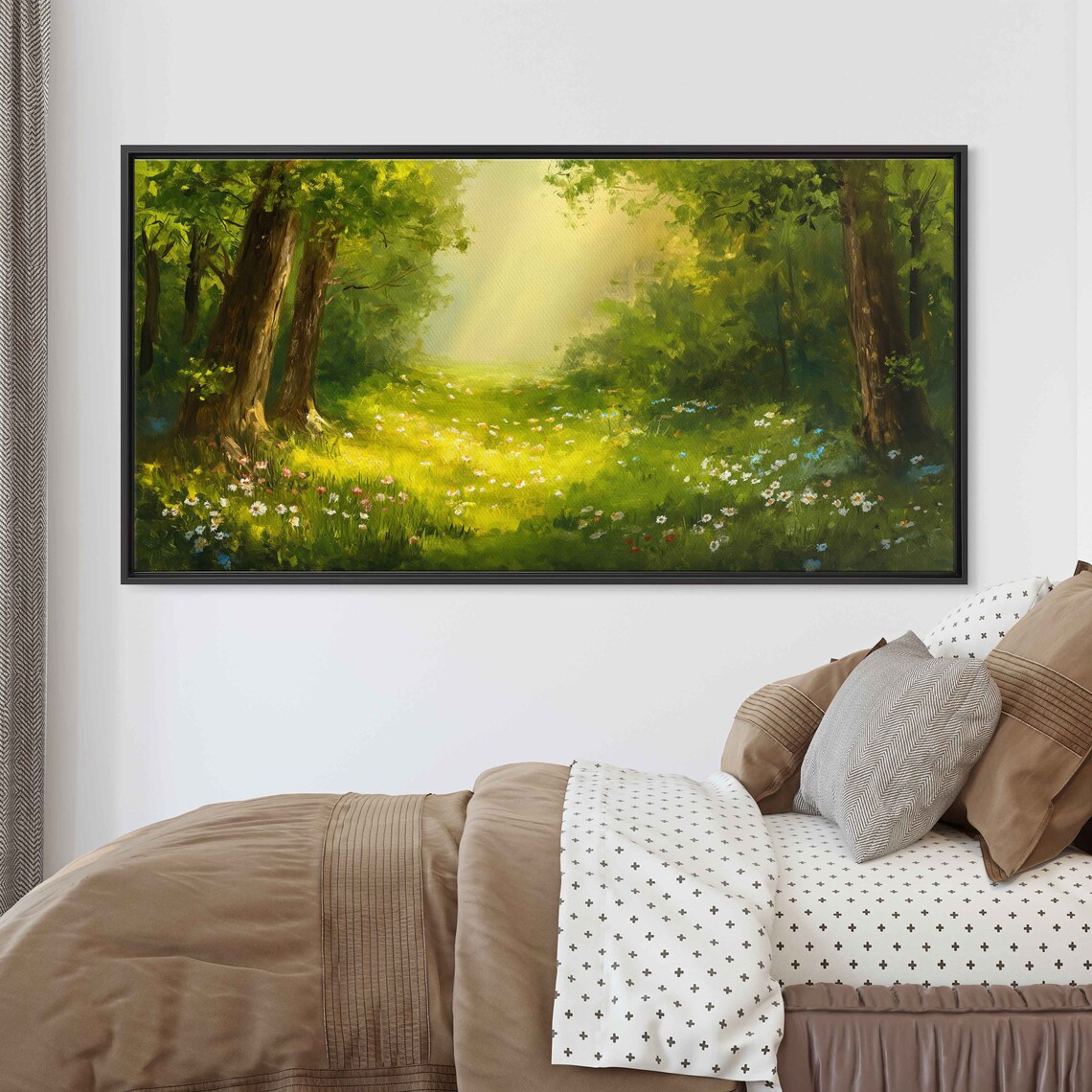 Tranquil Forest Painting Green Nature Framed Print Ready To Hang - Image 2