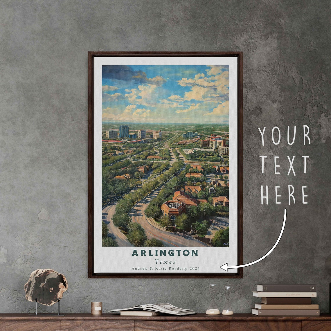 Arlington Texas Aerial City View Blue Sky Neighborhood Poster Print - Image 3