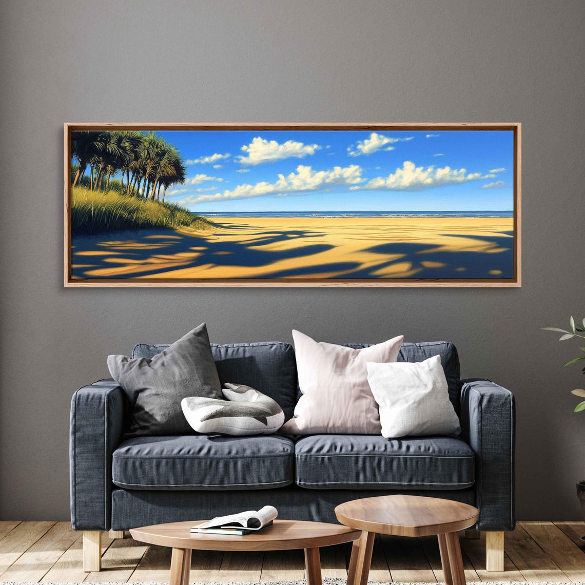 Stunning Kiawah Island Landscape Wall Art Print Palm Shadows Golden Sands Ocean View