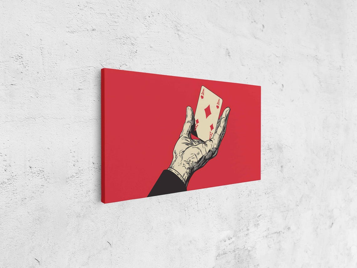 Ace Of Diamonds Hand Bold Red Background Pop Art Playing Card Poster - Image 4