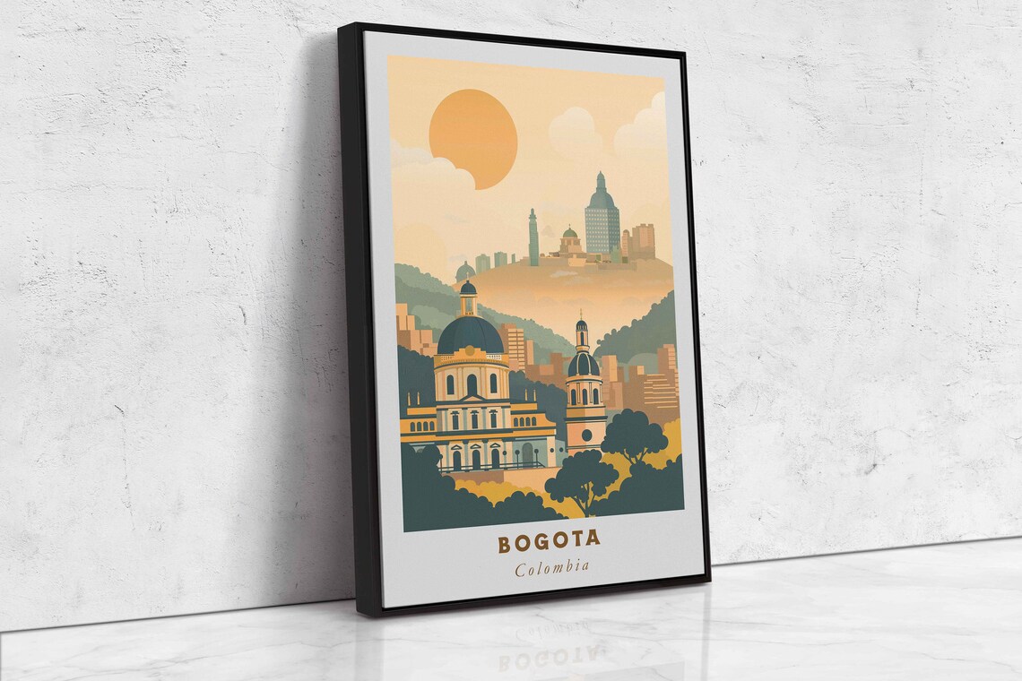 Bogota Colombia Old Town Church Domes Hillside Skyline Poster - Image 2