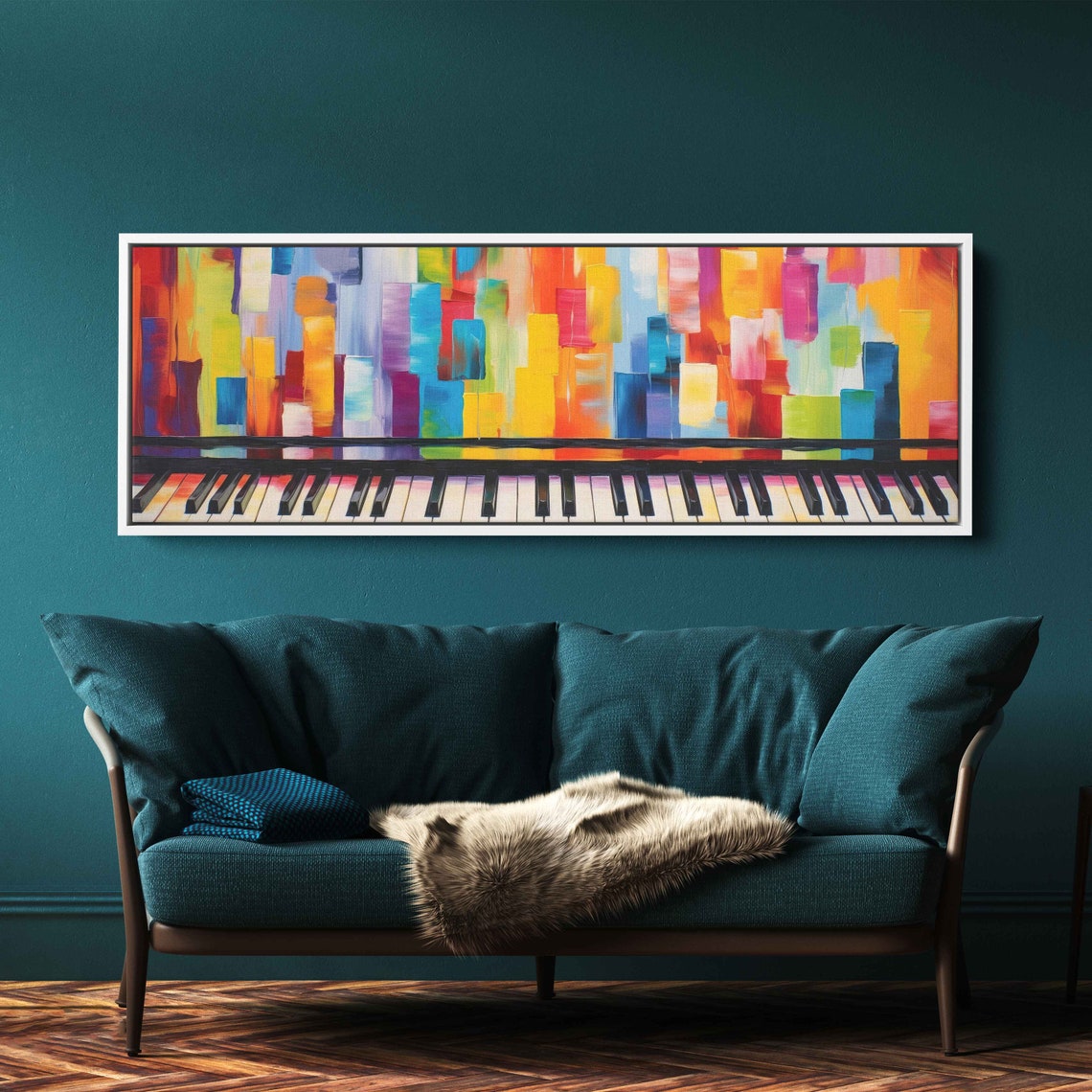 Rainbow Piano Keys Colorful Abstract Keyboard Music Wall Print - Image 2