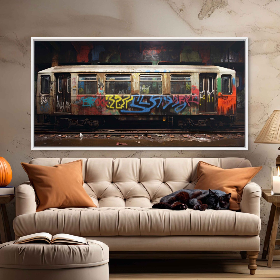Graffiti Covered Subway Train Colorful Vibrant Street Art Print - Image 2