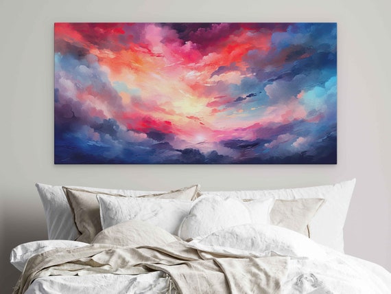 Amazing Colorful Clouds Abstract Painting Bright Vibrant Colored Clouds Print On Ready To Hang