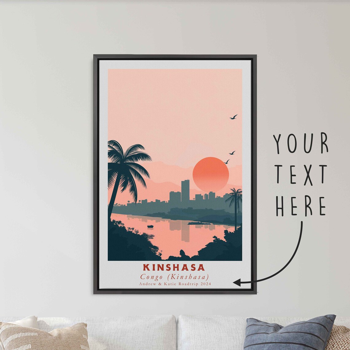 Kinshasa Congo River Skyline Sunset Palm Beach Sun Travel Poster - Image 3