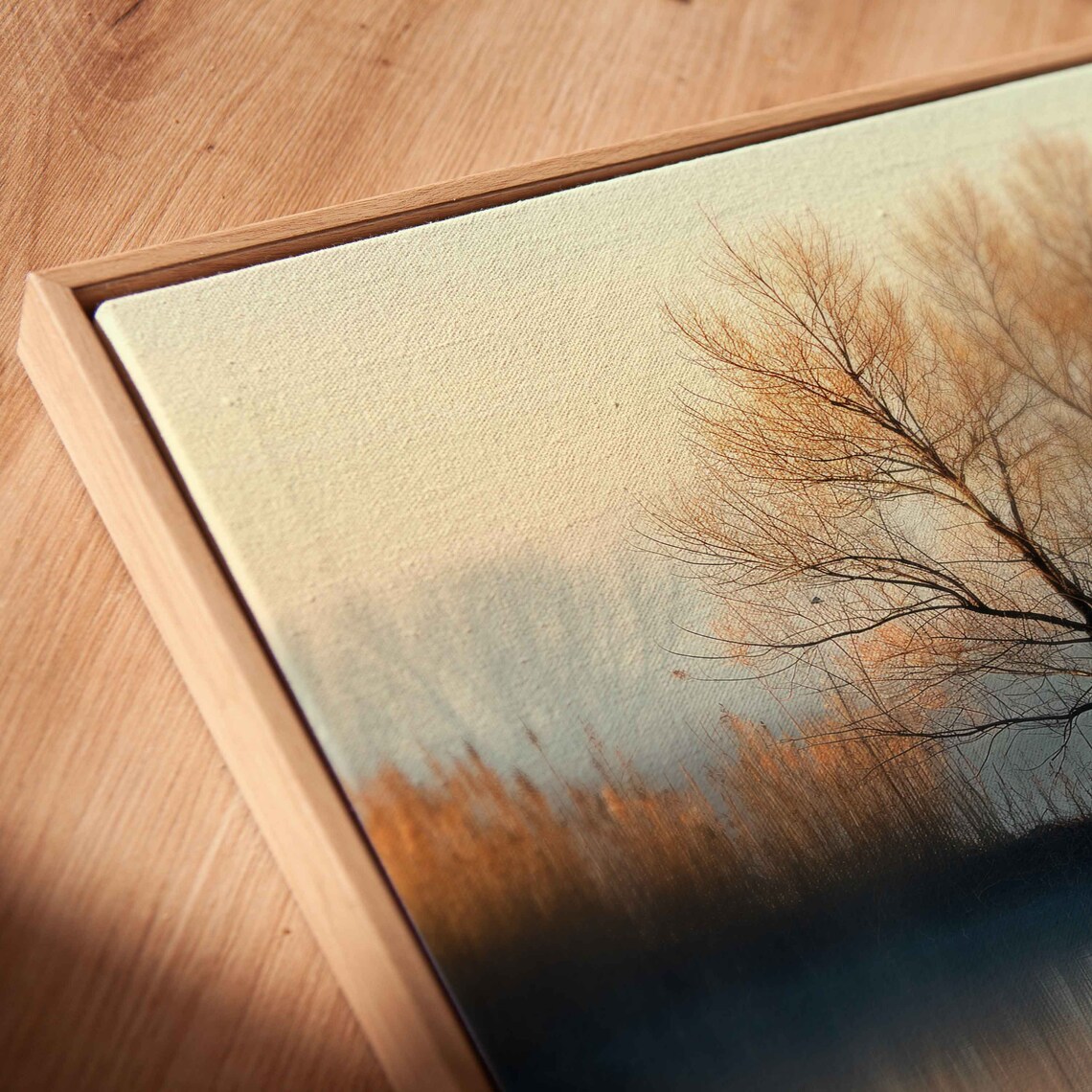Lone Tree Reflection Calm Lakeshore Waters Morning Nature Photo Print - Image 2