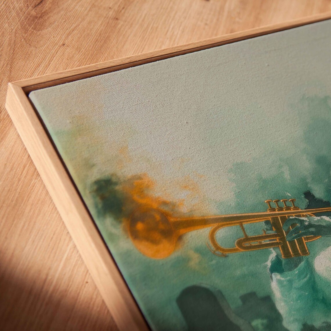 Ghostly Musician Playing Trumpet Misty Green Graveyard Poster - Image 2