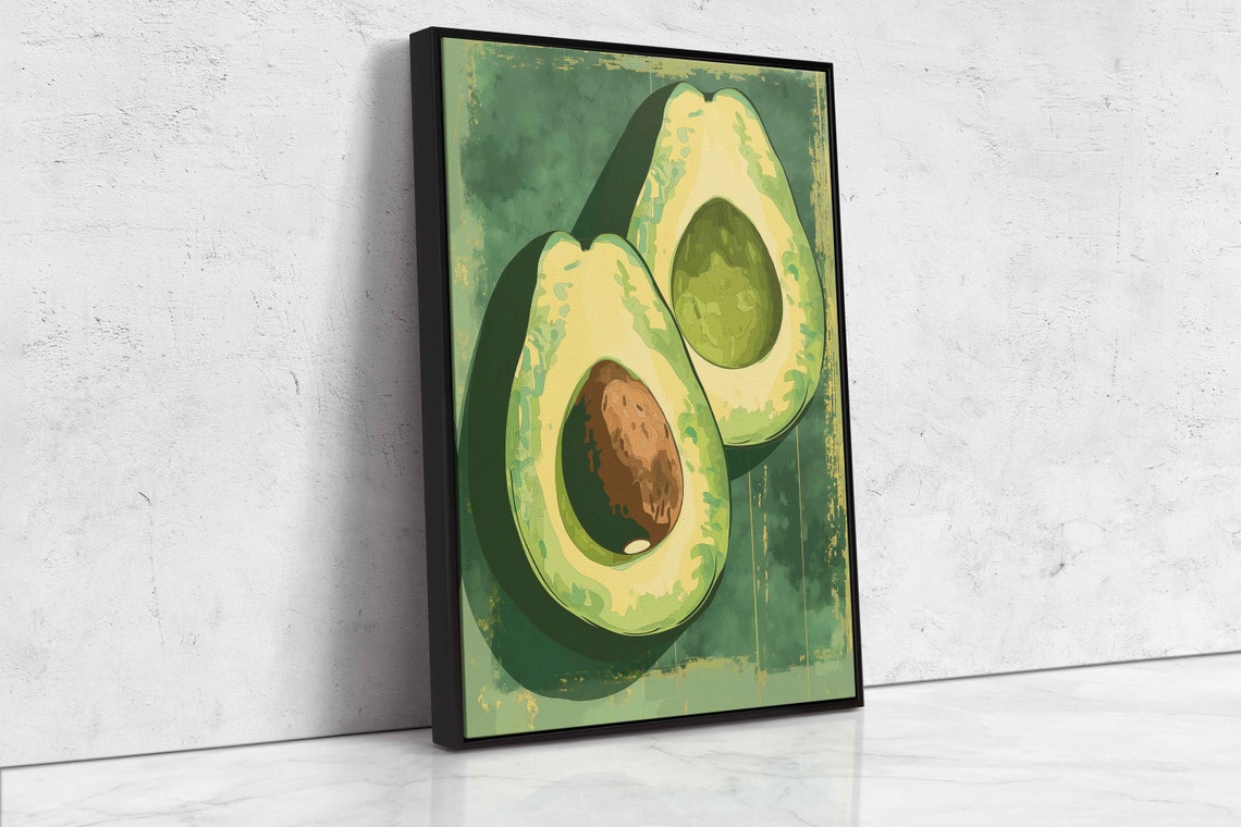 Sliced Avocado Painting Matisse Style Acrylic Wall Art Print Kitchen Decor Simple Green Vegetable Ready To Hang - Image 4