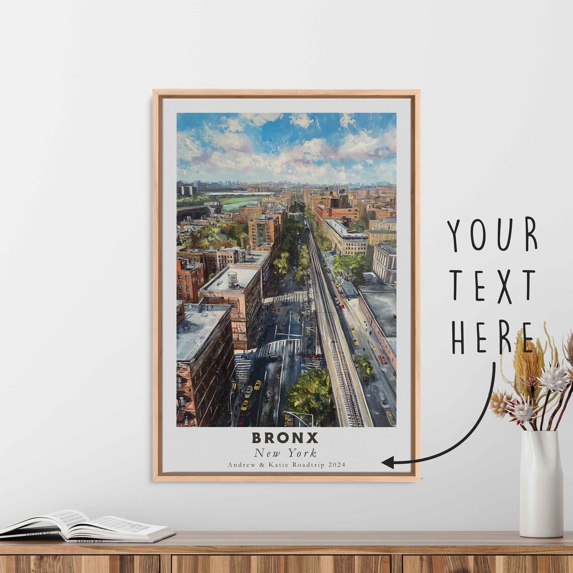 Bronx New York City Street Elevated Train Aerial Travel Poster - Image 3