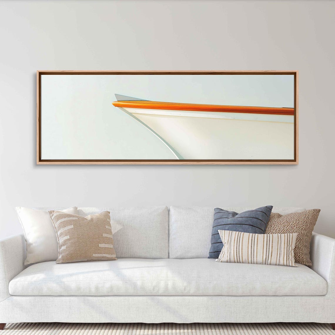 Minimalist Sailboat Bow Close Up With Orange Trim On Pale Sky Poster