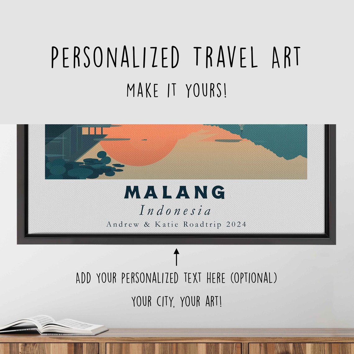 Malang Indonesia Riverside Town Sunset Mountain View Travel Poster - Image 4