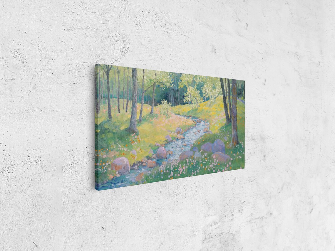 Spring Forest Stream Meandering Through Wildflower Meadow Poster - Image 4