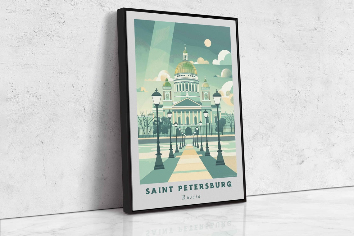 Saint Petersburg Russia Acrylic Painting Travel Art Framed Wall Art Framed Fine Art Poster Paper Print Travel Home Decor - Image 2